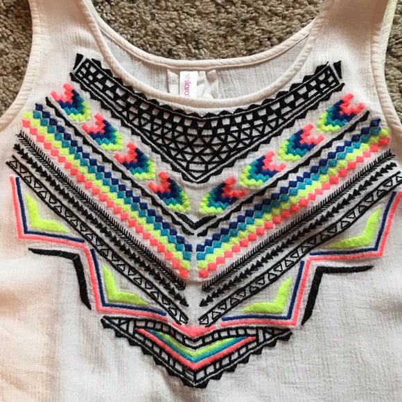 Xhilaration Tops - Xhilaration | neon embroidery crop top